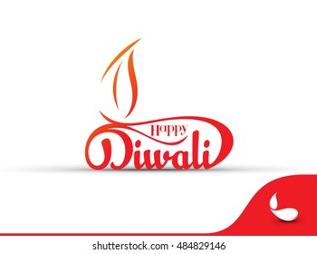 Happy Diwali Text Design. Abstract Vector Illustration.