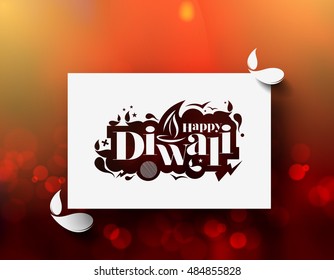 Happy Diwali text design. Abstract vector illustration.