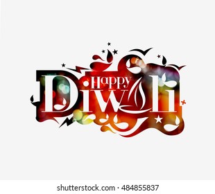 Happy Diwali text design. Abstract vector illustration.
