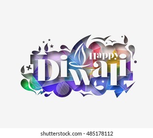 Happy Diwali text design. Abstract vector illustration.