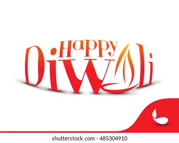 Happy Diwali text design. Abstract vector illustration.