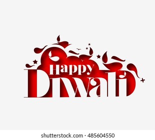 Happy Diwali text design. Abstract vector illustration.