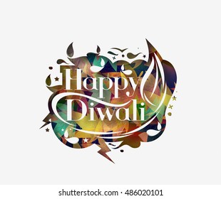 Happy Diwali text design. Abstract vector illustration.