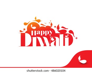 Happy Diwali text design. Abstract vector illustration.