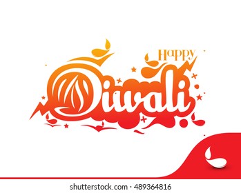 Happy Diwali text design. Abstract vector illustration.