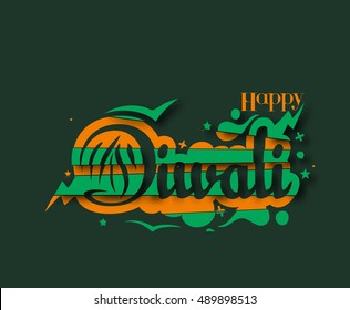 Happy Diwali text design. Abstract vector illustration.