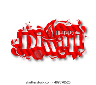 Happy Diwali text design. Abstract vector illustration.