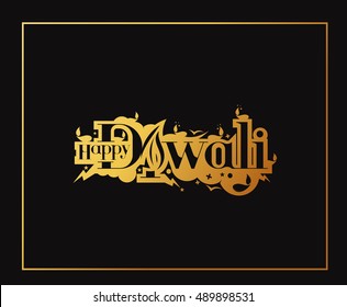 Happy Diwali text design. Abstract vector illustration.