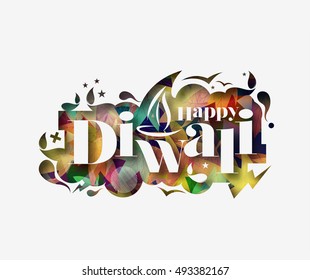 Happy Diwali text Design. Abstract vector illustration.