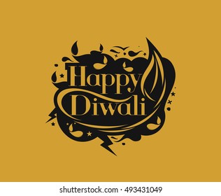 Happy Diwali text Design. Abstract vector illustration.