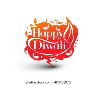 Happy Diwali text Design. Abstract vector illustration.