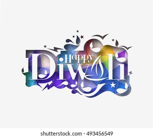 Happy Diwali text Design. Abstract vector illustration.