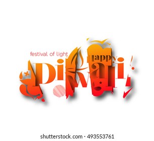 Happy Diwali text Design. Abstract vector illustration.