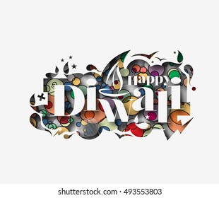 Happy Diwali text Design. Abstract vector illustration.