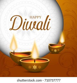 Happy Diwali text design. Abstract vector illustration