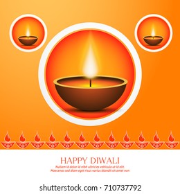 Happy Diwali text design. Abstract vector illustration