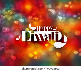 Happy Diwali Text design background. Abstract vector illustration.