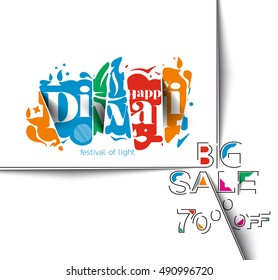 Happy Diwali Text design background. Abstract vector illustration.
