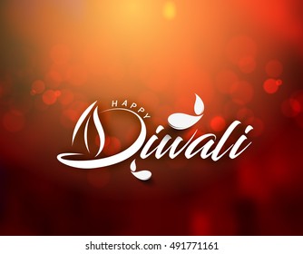 Happy Diwali Text design background. Abstract vector illustration.