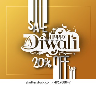 Happy Diwali Text design background. Abstract vector illustration.