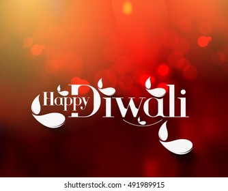 Happy Diwali Text design background. Abstract vector illustration.