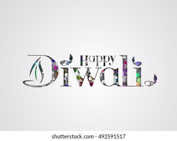 Happy Diwali text design background. Abstract vector illustration.