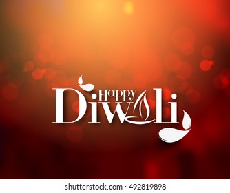Happy Diwali text design background. Abstract vector illustration.
