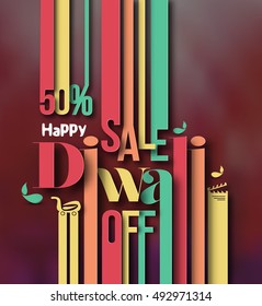 Happy Diwali Text Design Background. Abstract vector illustration.