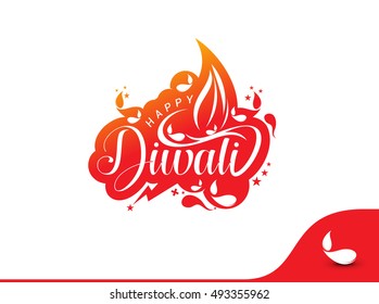 Happy Diwali text design background. Abstract vector illustration.