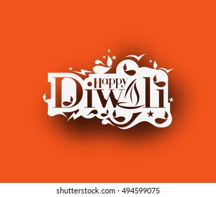 Happy Diwali Text Design Background. Abstract vector illustration.