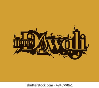 Happy Diwali Text Design Background. Abstract vector illustration.