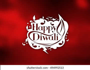 Happy Diwali Text Design Background. Abstract vector illustration.