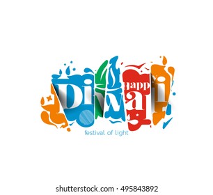 Happy Diwali Text Design Background. Abstract vector illustration.
