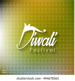 Happy Diwali text design. Diwali for the celebration of Hindu community festival. Abstract background vector illustration.