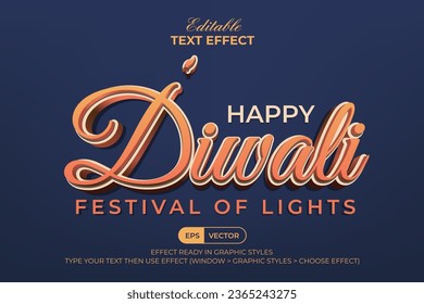 Happy Diwali Text Effect Vector Background. Editable Text Effect.