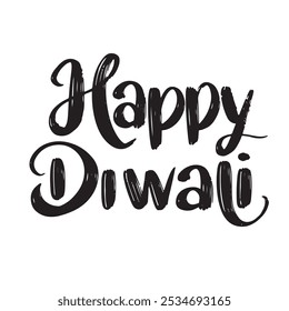 Happy Diwali text lettering. Hand drawn vector art.