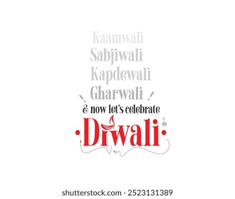 Happy Diwali Text Poster Design. Abstract vector illustration.