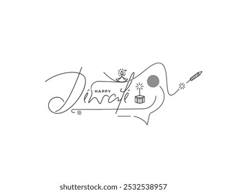 Happy Diwali Text Poster Design. Abstract vector illustration.