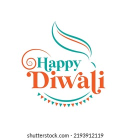 Happy Diwali Text Typography Sticker Greeting Design