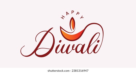 Arte vector de texto Feliz Diwali | Diseño de texto feliz Diwali | Diseño del tipo de letra curvo del Diwali feliz | Vector del Festival Diwali | Diseño de Deepavali 