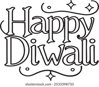 Happy Diwali text vector art.