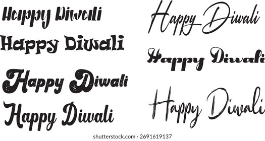 Arte vectorial de texto Happy Diwali | Diseño de texto Happy Diwali | Vector del Festival de Diwali | Diseño de Deepavali	
