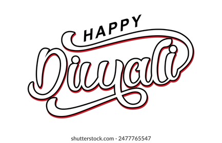 Happy Diwali text vector, Happy Diwali text design, Happy Diwali cursive font design, Diwali Festival vector, Deepavali design