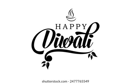 Happy Diwali text vector, Happy Diwali text design, Happy Diwali cursive font design, Diwali Festival vector, Deepavali design