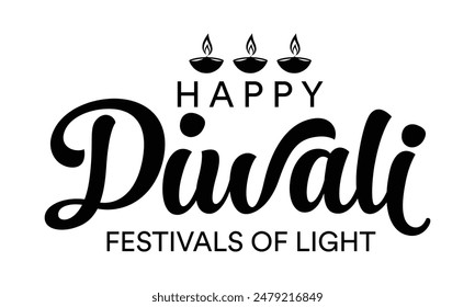 Happy Diwali text vector, Happy Diwali text design, Happy Diwali cursive font design, Diwali Festival vector, Deepavali design