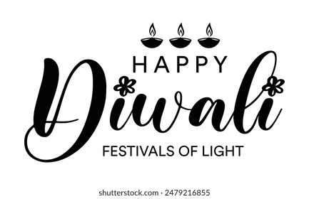 Happy Diwali text vector, Happy Diwali text design, Happy Diwali cursive font design, Diwali Festival vector, Deepavali design