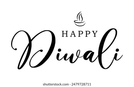 Happy Diwali text vector, Happy Diwali text design, Happy Diwali cursive font design, Diwali Festival vector, Deepavali design