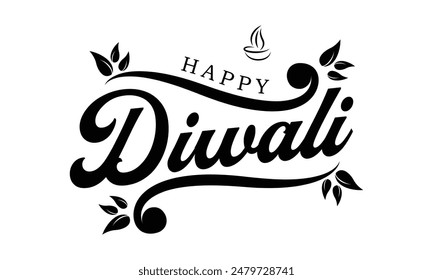 Happy Diwali text vector, Happy Diwali text design, Happy Diwali cursive font design, Diwali Festival vector, Deepavali design
