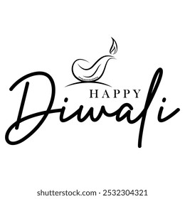 Happy Diwali text vector, Happy Diwali text design, Happy Diwali cursive font design, Diwali Festival vector, Deepavali design