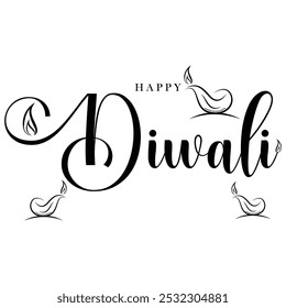 Vector de texto feliz Diwali, diseño de texto feliz Diwali, diseño de fuente cursiva feliz Diwali, Vector del festival Diwali, diseño Deepavali